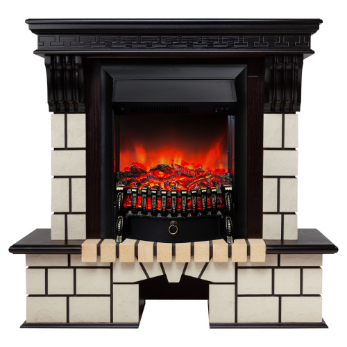Электрокамин RealFlame Stone STD AO античный дуб с очагом Fobos Lux Black
